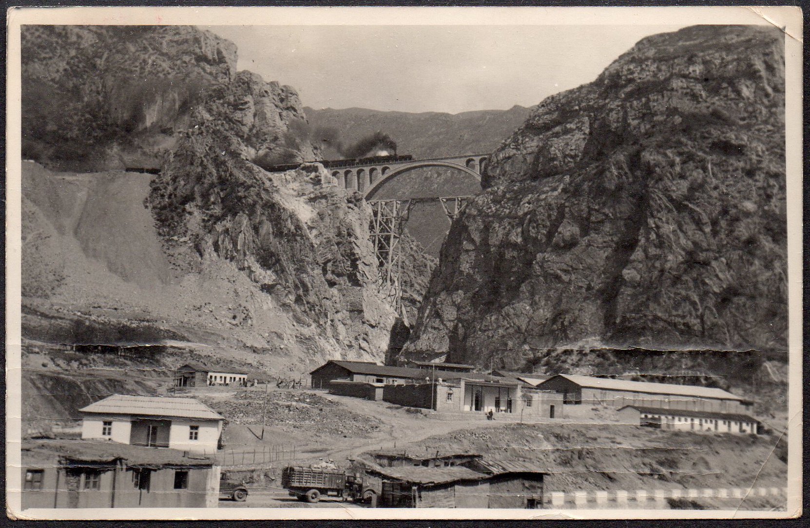Railway Postcard Iran Railway Train on Bridge